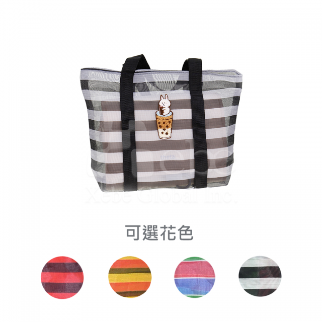 cute animal striped mesh tote bag