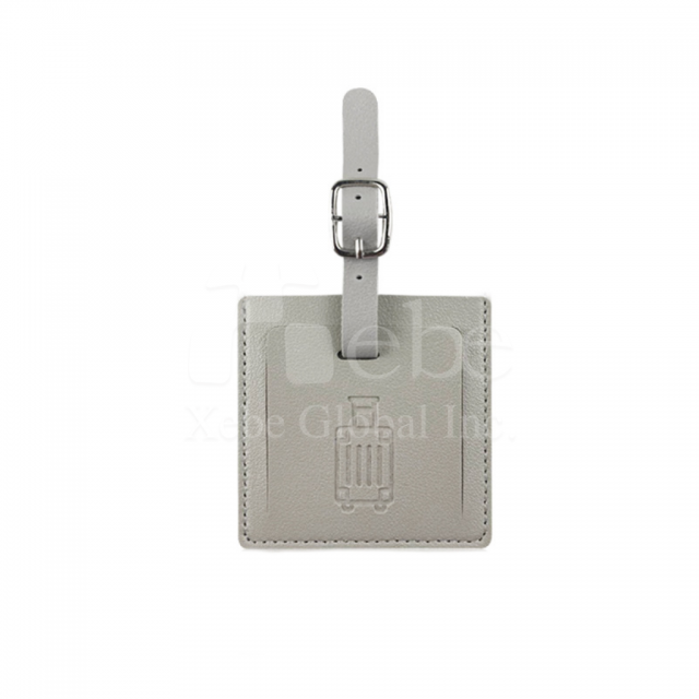 gray square luggage tag customization