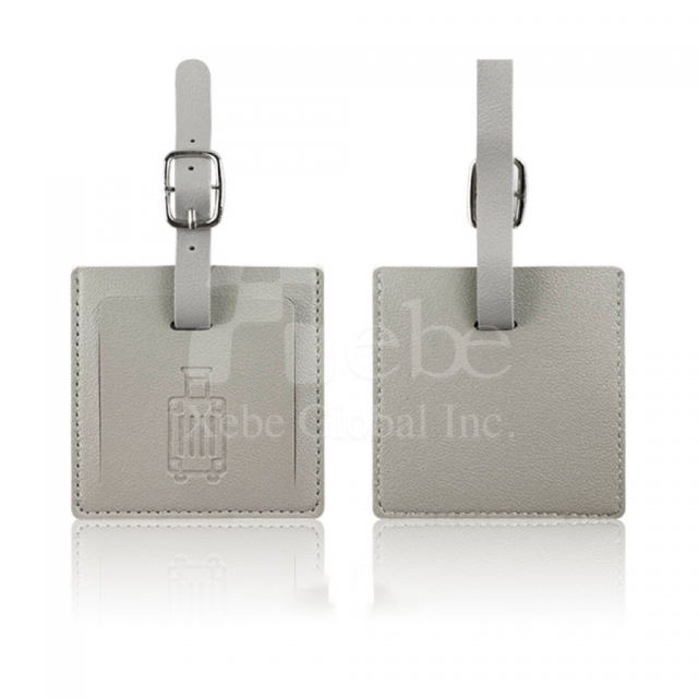 gray square luggage tag customization