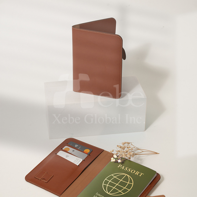 brown leather passport holder