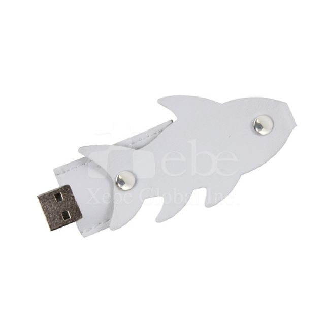 customized fish shaped leather flash drive