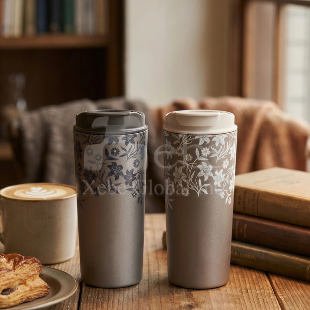 dark flower thermos cup customization