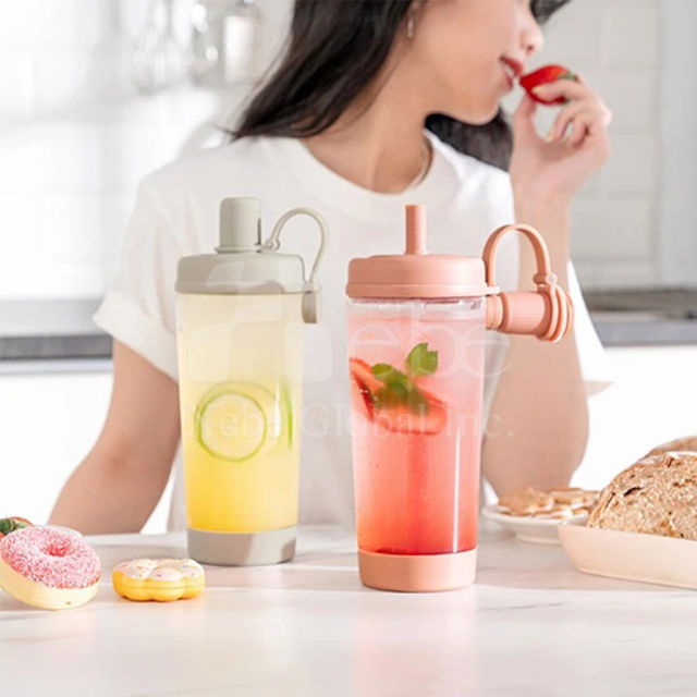 blue large capacity straw coolie cup