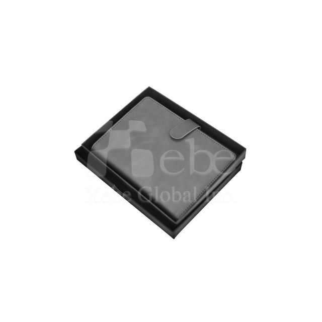 logo gray leather passport holder
