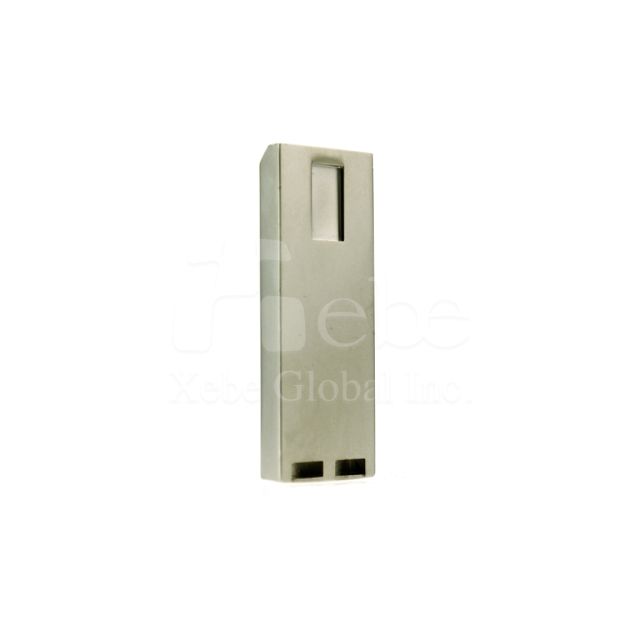 silver metal flash drive