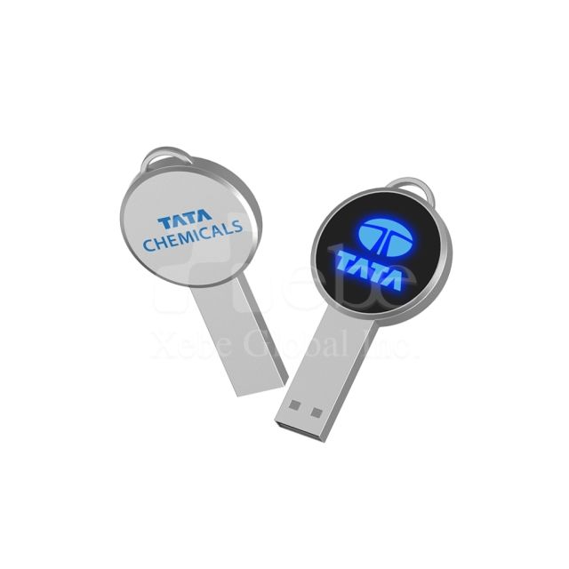 classic flash drive with a glowing keychain
