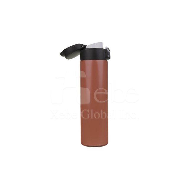 customizable push button lid thermal flask