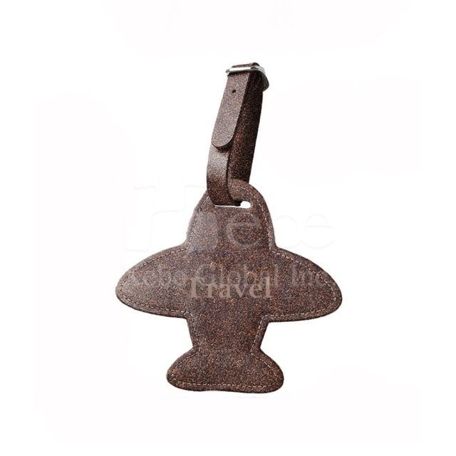 eco friendly airplane shaped luggage tag made from coffee grounds