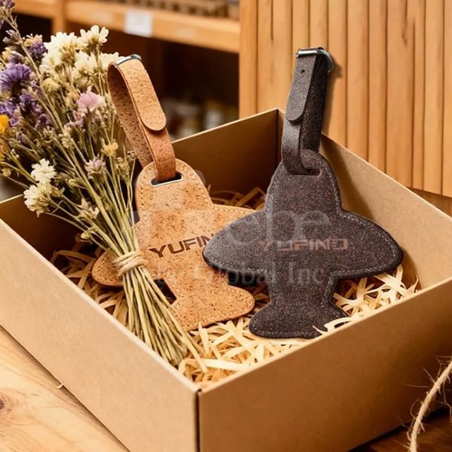 eco friendly airplane shaped luggage tag made from coffee grounds