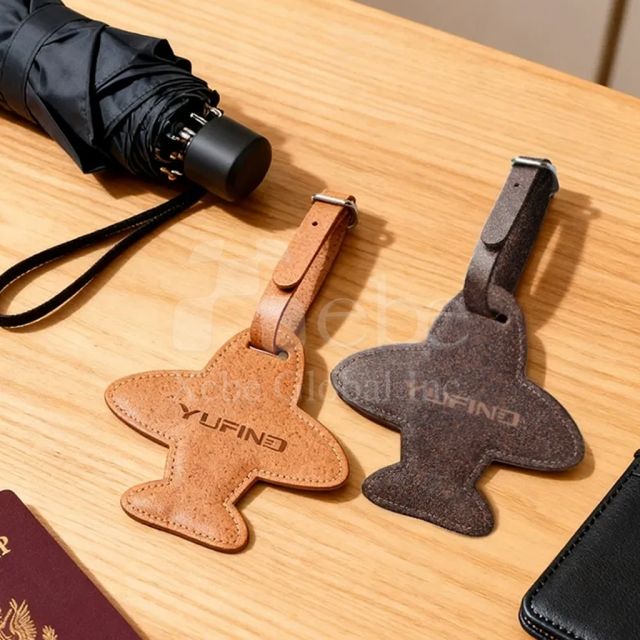eco friendly airplane shaped luggage tag made from coffee grounds