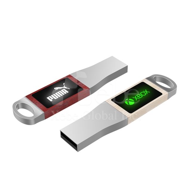 wooden usb with light up logo