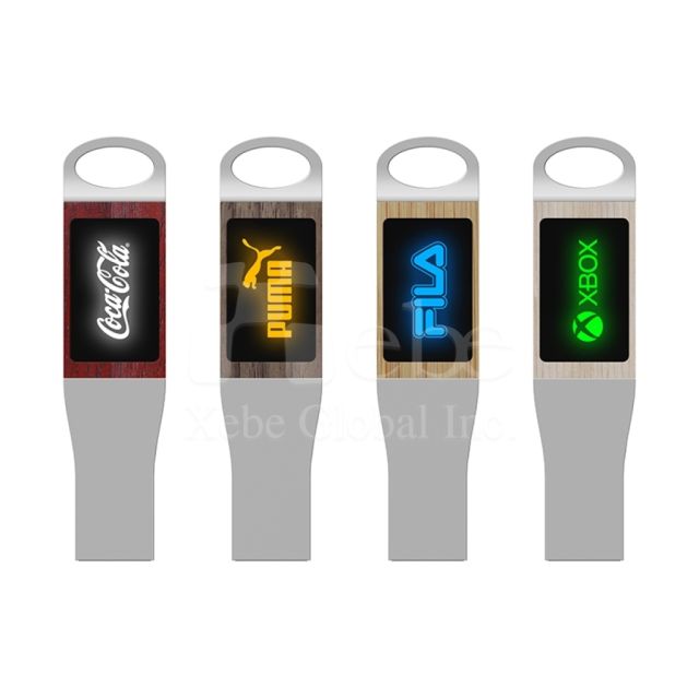 wooden usb with light up logo