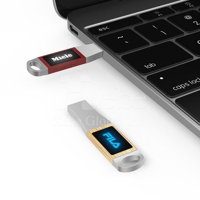wooden usb with light up logo