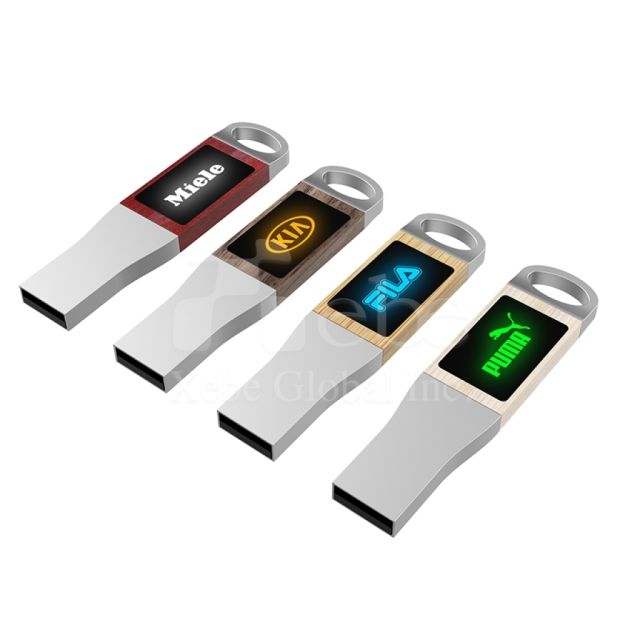 wooden usb with light up logo