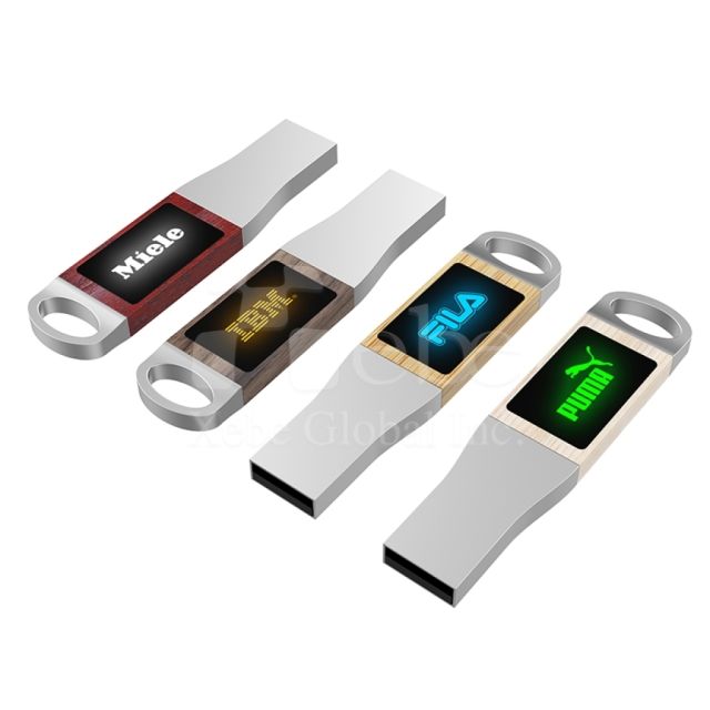 wooden usb with light up logo