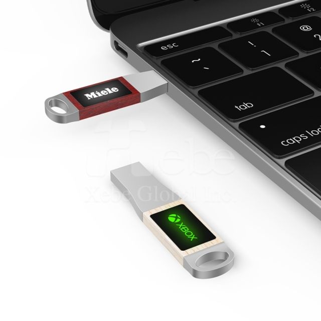 wooden usb with light up logo