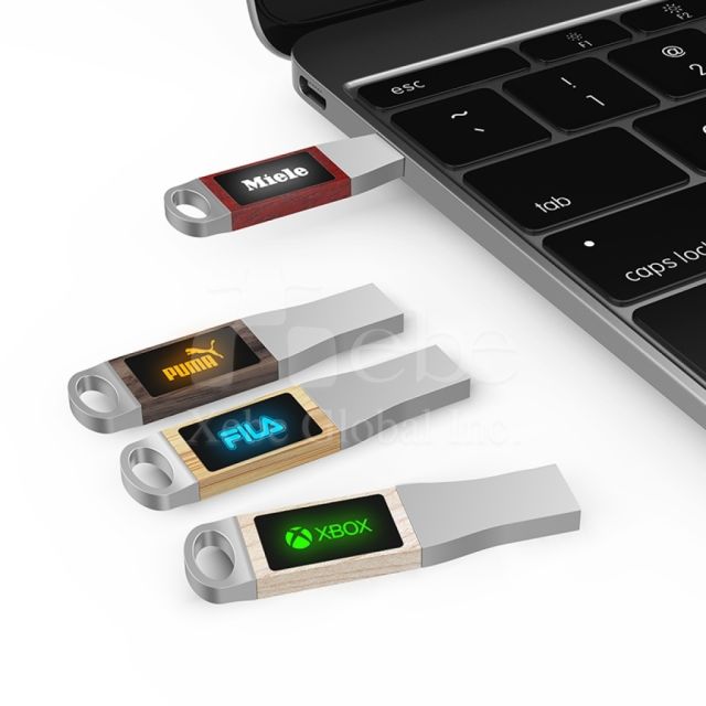wooden usb with light up logo
