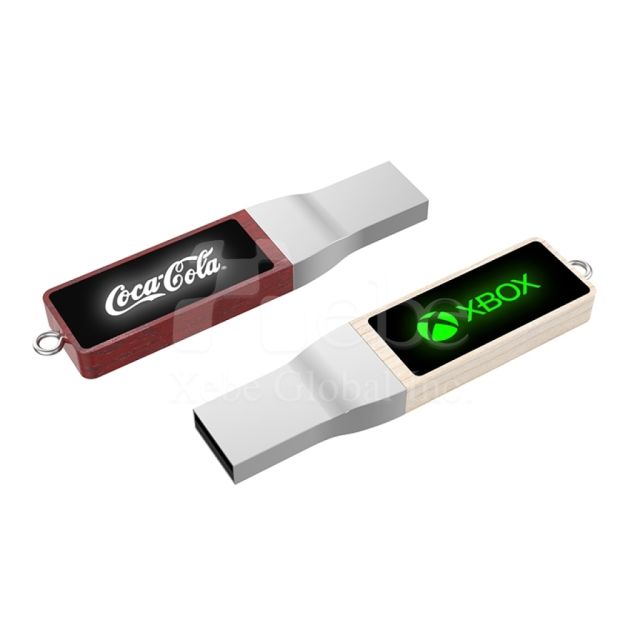 led Illuminated wooden flash drive