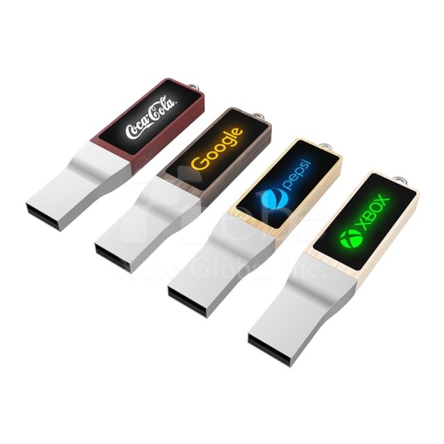 led Illuminated wooden flash drive