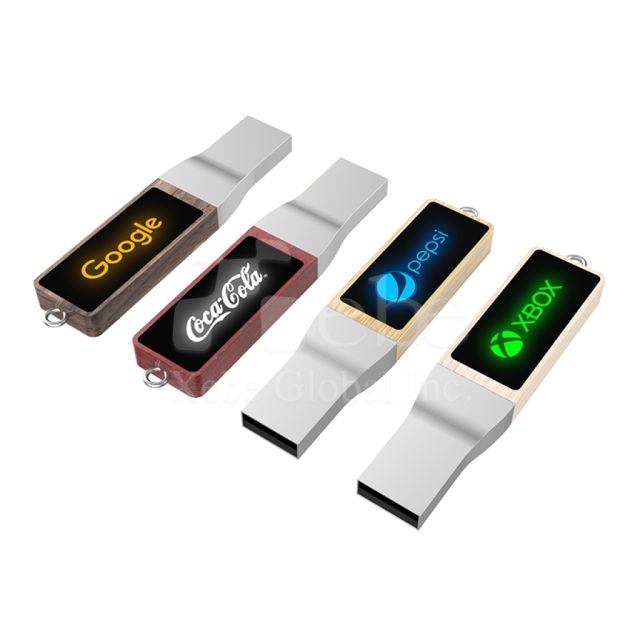 led Illuminated wooden flash drive