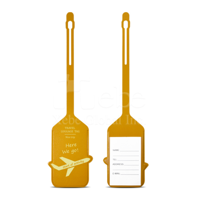 PU leather gold foil airplane luggage tag