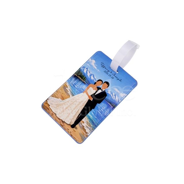 customized wedding leather luggage tag