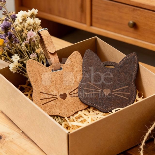 cat shaped luggage tag made from coffee grounds