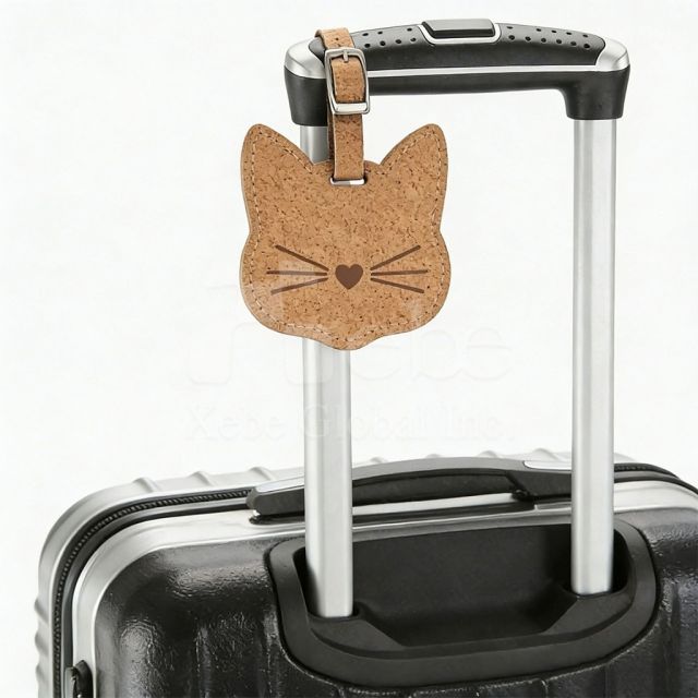 cat shaped luggage tag made from coffee grounds